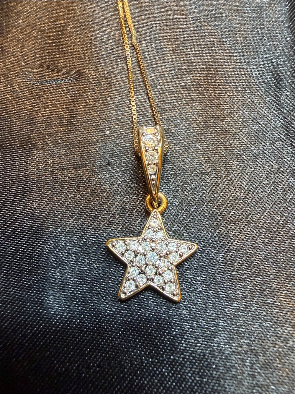 Gold Star Pendant Necklace with Clear Crystals - Women's Jewelry